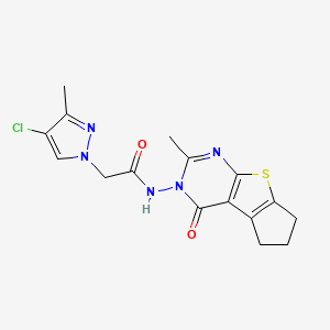 2-(4-CHLORO-3-METHYL-1H-PYRAZOL-1-YL)-N-[2-METHYL-4-OXO-6,7-DIHYDRO-4H-CYCLOPENTA[4,5]THIENO[2,3-D]PYRIMIDIN-3(5H)-YL]ACETAMIDE