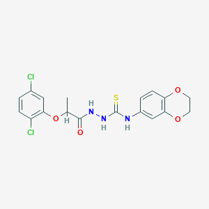 molecular formula C18H17Cl2N3O4S B4827786 2-[2-(2,5-dichlorophenoxy)propanoyl]-N-(2,3-dihydro-1,4-benzodioxin-6-yl)hydrazinecarbothioamide 