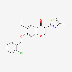 molecular formula C22H18ClNO3S B4827802 7-[(2-chlorobenzyl)oxy]-6-ethyl-3-(4-methyl-1,3-thiazol-2-yl)-4H-chromen-4-one 