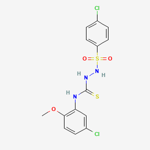 molecular formula C14H13Cl2N3O3S2 B4827835 N-(5-chloro-2-methoxyphenyl)-2-[(4-chlorophenyl)sulfonyl]hydrazinecarbothioamide 