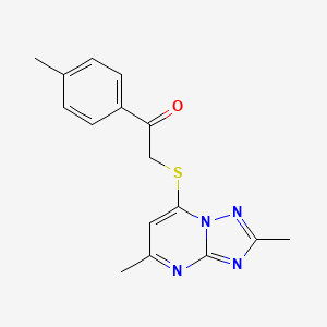 molecular formula C16H16N4OS B4827856 2-((2,5-dimethyl-[1,2,4]triazolo[1,5-a]pyrimidin-7-yl)thio)-1-(p-tolyl)ethanone 