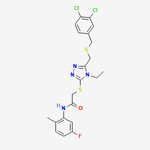 2-[[5-[(3,4-dichlorophenyl)methylsulfanylmethyl]-4-ethyl-1,2,4-triazol-3-yl]sulfanyl]-N-(5-fluoro-2-methylphenyl)acetamide