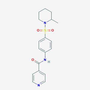 molecular formula C18H21N3O3S B4827947 N-{4-[(2-methylpiperidin-1-yl)sulfonyl]phenyl}pyridine-4-carboxamide 