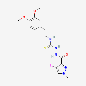 molecular formula C16H20IN5O3S B4827968 N-[2-(3,4-dimethoxyphenyl)ethyl]-2-[(4-iodo-1-methyl-1H-pyrazol-3-yl)carbonyl]hydrazinecarbothioamide 