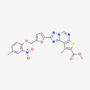 molecular formula C22H17N5O6S B4827969 methyl 9-methyl-2-{5-[(4-methyl-2-nitrophenoxy)methyl]-2-furyl}thieno[3,2-e][1,2,4]triazolo[1,5-c]pyrimidine-8-carboxylate 