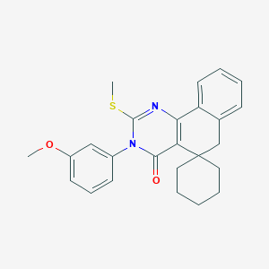 3-(3-METHOXYPHENYL)-2-(METHYLSULFANYL)-4,6-DIHYDRO-3H-SPIRO[BENZO[H]QUINAZOLINE-5,1'-CYCLOHEXAN]-4-ONE