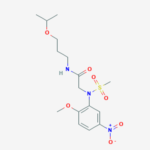 molecular formula C16H25N3O7S B4827976 N~1~-(3-isopropoxypropyl)-N~2~-(2-methoxy-5-nitrophenyl)-N~2~-(methylsulfonyl)glycinamide 