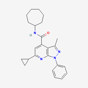 N~4~-CYCLOHEPTYL-6-CYCLOPROPYL-3-METHYL-1-PHENYL-1H-PYRAZOLO[3,4-B]PYRIDINE-4-CARBOXAMIDE