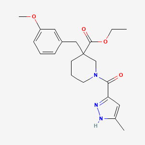 molecular formula C21H27N3O4 B4828081 ethyl 3-(3-methoxybenzyl)-1-[(5-methyl-1H-pyrazol-3-yl)carbonyl]-3-piperidinecarboxylate 