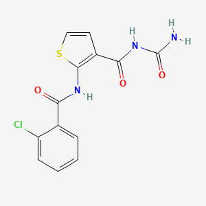 molecular formula C13H10ClN3O3S B4828299 N-{3-[(CARBAMOYLAMINO)CARBONYL]THIOPHEN-2-YL}-2-CHLOROBENZAMIDE 