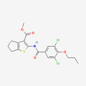 molecular formula C19H19Cl2NO4S B4828321 methyl 2-[(3,5-dichloro-4-propoxybenzoyl)amino]-5,6-dihydro-4H-cyclopenta[b]thiophene-3-carboxylate 