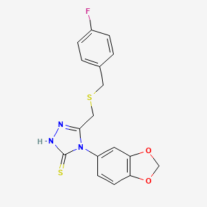 molecular formula C17H14FN3O2S2 B4828335 4-(1,3-benzodioxol-5-yl)-5-{[(4-fluorobenzyl)thio]methyl}-4H-1,2,4-triazole-3-thiol 