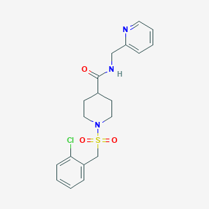 molecular formula C19H22ClN3O3S B4828356 1-[(2-CHLOROPHENYL)METHANESULFONYL]-N-[(PYRIDIN-2-YL)METHYL]PIPERIDINE-4-CARBOXAMIDE 