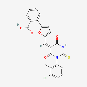 2-(5-{(E)-[1-(3-chloro-2-methylphenyl)-4,6-dioxo-2-thioxotetrahydropyrimidin-5(2H)-ylidene]methyl}furan-2-yl)benzoic acid