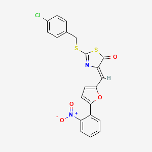 molecular formula C21H13ClN2O4S2 B4828669 2-[(4-chlorobenzyl)thio]-4-{[5-(2-nitrophenyl)-2-furyl]methylene}-1,3-thiazol-5(4H)-one 