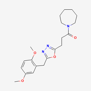 molecular formula C20H27N3O4 B4828683 1-{3-[5-(2,5-dimethoxybenzyl)-1,3,4-oxadiazol-2-yl]propanoyl}azepane 