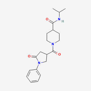 molecular formula C20H27N3O3 B4828738 1-[(5-oxo-1-phenylpyrrolidin-3-yl)carbonyl]-N-(propan-2-yl)piperidine-4-carboxamide 