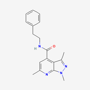 molecular formula C18H20N4O B4828776 1,3,6-trimethyl-N-(2-phenylethyl)-1H-pyrazolo[3,4-b]pyridine-4-carboxamide 