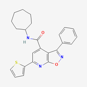 molecular formula C24H23N3O2S B4828801 N-cycloheptyl-3-phenyl-6-(2-thienyl)isoxazolo[5,4-b]pyridine-4-carboxamide 