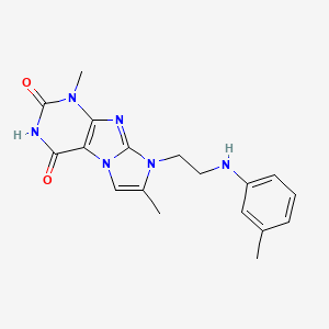 molecular formula C18H20N6O2 B4828835 1,7-dimethyl-8-(2-(m-tolylamino)ethyl)-1H-imidazo[2,1-f]purine-2,4(3H,8H)-dione 