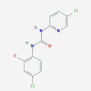 molecular formula C12H8Cl2FN3O B4828840 N-(4-CHLORO-2-FLUOROPHENYL)-N'-(5-CHLORO-2-PYRIDYL)UREA 