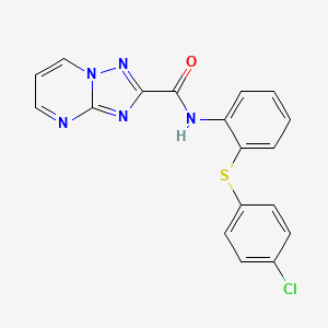 molecular formula C18H12ClN5OS B4828868 N~2~-{2-[(4-CHLOROPHENYL)SULFANYL]PHENYL}[1,2,4]TRIAZOLO[1,5-A]PYRIMIDINE-2-CARBOXAMIDE 