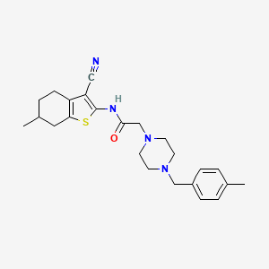 molecular formula C24H30N4OS B4829007 N-(3-cyano-6-methyl-4,5,6,7-tetrahydro-1-benzothiophen-2-yl)-2-[4-(4-methylbenzyl)piperazin-1-yl]acetamide 