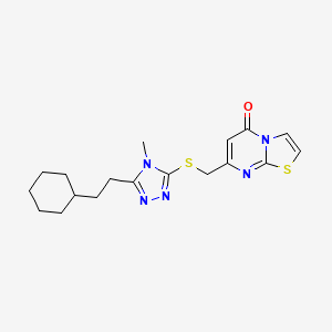 molecular formula C18H23N5OS2 B4829035 7-({[5-(2-cyclohexylethyl)-4-methyl-4H-1,2,4-triazol-3-yl]sulfanyl}methyl)-5H-[1,3]thiazolo[3,2-a]pyrimidin-5-one 