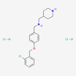 molecular formula C20H27Cl3N2O B4829046 {4-[(2-chlorobenzyl)oxy]benzyl}(4-piperidinylmethyl)amine dihydrochloride 