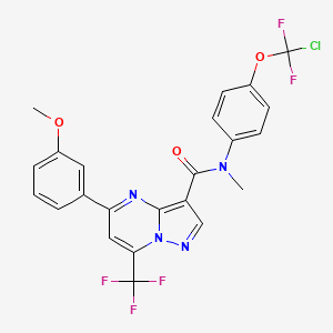 molecular formula C23H16ClF5N4O3 B4829139 N-[4-(CHLORODIFLUOROMETHOXY)PHENYL]-5-(3-METHOXYPHENYL)-N-METHYL-7-(TRIFLUOROMETHYL)PYRAZOLO[1,5-A]PYRIMIDINE-3-CARBOXAMIDE 