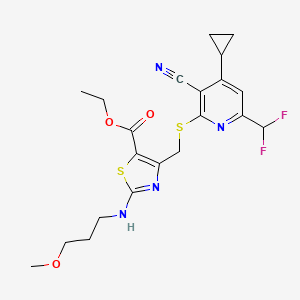 ETHYL 4-({[3-CYANO-4-CYCLOPROPYL-6-(DIFLUOROMETHYL)-2-PYRIDYL]SULFANYL}METHYL)-2-[(3-METHOXYPROPYL)AMINO]-1,3-THIAZOLE-5-CARBOXYLATE