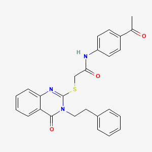 molecular formula C26H23N3O3S B4829456 N-(4-acetylphenyl)-2-{[4-oxo-3-(2-phenylethyl)-3,4-dihydro-2-quinazolinyl]thio}acetamide 