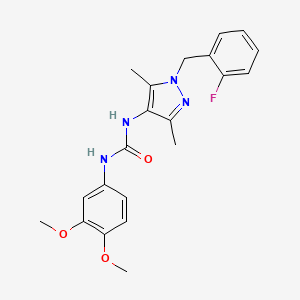 molecular formula C21H23FN4O3 B4829475 N-(3,4-dimethoxyphenyl)-N'-[1-(2-fluorobenzyl)-3,5-dimethyl-1H-pyrazol-4-yl]urea 