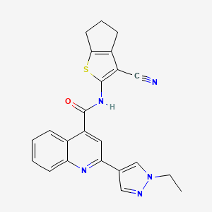 N~4~-(3-CYANO-5,6-DIHYDRO-4H-CYCLOPENTA[B]THIOPHEN-2-YL)-2-(1-ETHYL-1H-PYRAZOL-4-YL)-4-QUINOLINECARBOXAMIDE