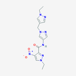 molecular formula C15H18N8O3 B4829510 1-ETHYL-N~3~-{1-[(1-ETHYL-1H-PYRAZOL-4-YL)METHYL]-1H-PYRAZOL-4-YL}-4-NITRO-1H-PYRAZOLE-3-CARBOXAMIDE 