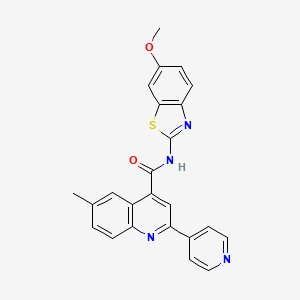 N-(6-methoxy-1,3-benzothiazol-2-yl)-6-methyl-2-(pyridin-4-yl)quinoline-4-carboxamide