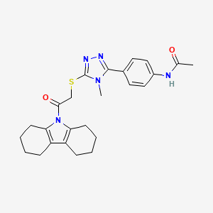 molecular formula C25H29N5O2S B4829662 N-[4-(4-methyl-5-{[2-(1,2,3,4,5,6,7,8-octahydro-9H-carbazol-9-yl)-2-oxoethyl]sulfanyl}-4H-1,2,4-triazol-3-yl)phenyl]acetamide 