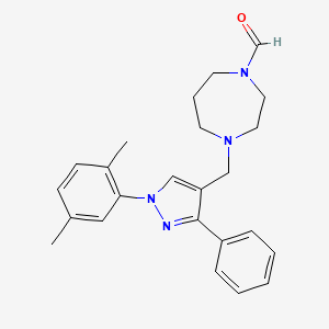 4-{[1-(2,5-dimethylphenyl)-3-phenyl-1H-pyrazol-4-yl]methyl}-1,4-diazepane-1-carbaldehyde