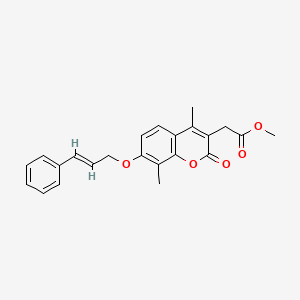 methyl 2-(4,8-dimethyl-2-oxo-7-{[(E)-3-phenyl-2-propenyl]oxy}-2H-chromen-3-yl)acetate