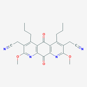 B048299 2-[3-(Cyanomethyl)-2,8-dimethoxy-5,10-dioxo-4,6-dipropylpyrido[3,2-g]quinolin-7-yl]acetonitrile CAS No. 119623-75-5
