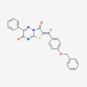 molecular formula C25H17N3O3S B4829933 (2Z)-2-{[4-(BENZYLOXY)PHENYL]METHYLIDENE}-6-PHENYL-2H,3H,7H-[1,3]THIAZOLO[3,2-B][1,2,4]TRIAZINE-3,7-DIONE 