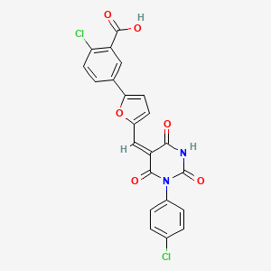 2-chloro-5-(5-{[1-(4-chlorophenyl)-2,4,6-trioxotetrahydro-5(2H)-pyrimidinylidene]methyl}-2-furyl)benzoic acid