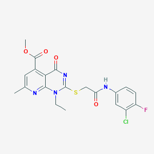 METHYL 2-({[(3-CHLORO-4-FLUOROPHENYL)CARBAMOYL]METHYL}SULFANYL)-1-ETHYL-7-METHYL-4-OXO-1H,4H-PYRIDO[2,3-D]PYRIMIDINE-5-CARBOXYLATE