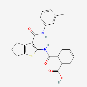 molecular formula C23H24N2O4S B4830028 6-({[3-(3-TOLUIDINOCARBONYL)-5,6-DIHYDRO-4H-CYCLOPENTA[B]THIOPHEN-2-YL]AMINO}CARBONYL)-3-CYCLOHEXENE-1-CARBOXYLIC ACID 