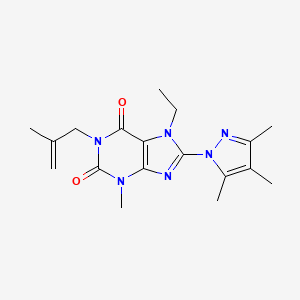 7-Ethyl-3-methyl-1-(2-methylprop-2-enyl)-8-(3,4,5-trimethylpyrazol-1-yl)purine-2,6-dione