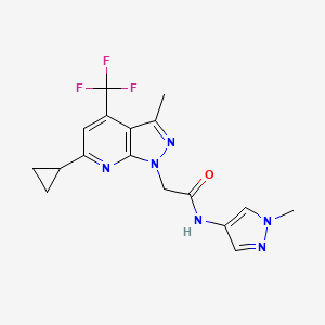 2-[6-cyclopropyl-3-methyl-4-(trifluoromethyl)-1H-pyrazolo[3,4-b]pyridin-1-yl]-N-(1-methyl-1H-pyrazol-4-yl)acetamide