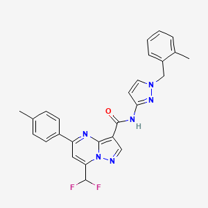 molecular formula C26H22F2N6O B4830294 7-(difluoromethyl)-N-[1-(2-methylbenzyl)-1H-pyrazol-3-yl]-5-(4-methylphenyl)pyrazolo[1,5-a]pyrimidine-3-carboxamide 