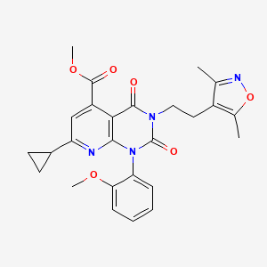 molecular formula C26H26N4O6 B4830311 METHYL 7-CYCLOPROPYL-3-[2-(3,5-DIMETHYL-1,2-OXAZOL-4-YL)ETHYL]-1-(2-METHOXYPHENYL)-2,4-DIOXO-1H,2H,3H,4H-PYRIDO[2,3-D]PYRIMIDINE-5-CARBOXYLATE 