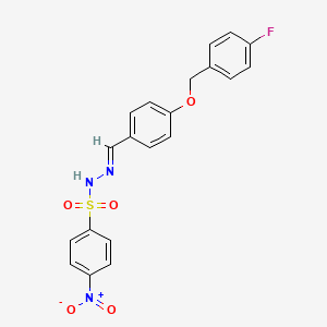 molecular formula C20H16FN3O5S B4830318 N'-{4-[(4-fluorobenzyl)oxy]benzylidene}-4-nitrobenzenesulfonohydrazide 