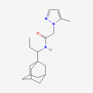 molecular formula C19H29N3O B4830370 N-[1-(1-adamantyl)propyl]-2-(5-methyl-1H-pyrazol-1-yl)acetamide 